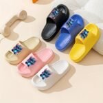 Disney Stitch Cartoon Eva Slides For Youngsters & Youngsters - Thick Sole Comfort Beach & Bathroom Slippers, Easy Slip-On Indoor/Outdoor Shoes For Family Fun, All-Season Use, Indoor Slippers, Playful Footwear, Durable Footwear