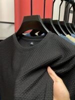 Men'S Performance T-Shirt - Solid Color Dark Blue, Active Short Sleeve Crew Neck Tee, Stretchy Nylon Blend, Ideal For Outdoor Activities, Summer Wear - Image 9