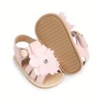 Trendy Cute Flower Decor Solid Color Sandals For Baby Girls, Breathable Lightweight Walking Shoes For Spring And Summer - Image 3
