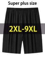 Men'S Plus Size Lightweight Summer Shorts - Stretchy, Breathable Fabric With Zipper Pockets, Casual Style, Solid Color, Sizes 2Xl-9Xl, Plus Siz - Image 5