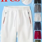 1Pc Men'S Breathable Knit Athletic Shorts With Elastic Waist & Zipper Pockets - Moisture-Wicking Workout Shorts For Running, Gym, Training, Beach - Multi-Color Options, Smooth Texture Fabric