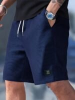 Men'S Casual Corduroy Shorts - Summer Beach Style, Light Brown, Drawstring Waist, Loose Fit, Lightweight & Breathable For Casual Attire, Beach Shorts - Image 4