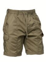 Men'S Big & Tall Cargo Shorts - Non-Stretch Fabric With Multiple Utility Pockets, Adjustable Drawstring Waistband - Olive Green Work Pants For Construction, Outdoor, Everyday - Regular Fit Casual Shorts (Plus Size Friendly) - Ideal Gift For Men, Outdoor Apparel, Functional Design, Durable Material, Outdoor Enthusiasts, Plus Size - Image 3