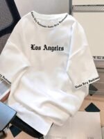 Men'S Los Angeles Graphic T-Shirt - Red Casual Short Sleeve Tee With Bold White Print, Soft Polyester Fabric, Round Neck, Perfect For Summer Outings, Casual Attire | Bold Graphic Tee | Smooth Texture - Image 2