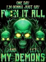 Men'S 3D Skull Graphic T-Shirt - "Fix It All And Let My Demons Play" Print, Comfortable Polyester Blend, Short Sleeve Crew Neck, Casual Summer Outdoor Tee, Casual Summer Tee|Statement Clothing|Polyester Spandex Blend, Plus Size - Image 3