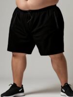 1Pc Men'S Plus Size Shorts - Loose Fit, Quick-Dry Polyester Running Shorts With Adjustable Drawstring Waist, Ideal For Summer, Training, And Beach Wear, Beach Wear|Adjustable Waistband|Polyester Fabric