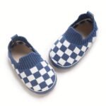 1 Pair Unisex Infant Casual Slip-On Shoes, Plaid & Solid Color, Comfortable Lightweight Non-Slip Walking Footwear For Indoor & Outdoor, Fabric Upper, Cloth Insole, Spring/Fall Collection - Image 3