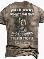 Men'S Graphic T-Shirt With Skeleton & "Walk Away" Lettering - 3D Printed Edgy Streetwear, Regular Fit Short Sleeve Round Neck Tee For Summer Outdoor Casual Wear, Edgy Streetwear Top | Bold Graphic Shirt | Durable Print Shirt, Plus Size