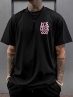 Men'S Vintage " It'S Never Luck "Print Short Sleeve Crew Neck Casual Sports T-Shirt, Polyester Versatile Top For Summer - Image 7