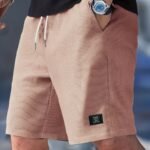 Men'S Casual Corduroy Shorts - Summer Beach Style, Light Brown, Drawstring Waist, Loose Fit, Lightweight & Breathable For Casual Attire, Beach Shorts