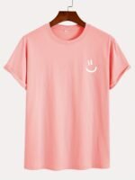 Men'S 100% Cotton White T-Shirt With Joyful Face Print - Minimalist Round Neck Short Sleeve Casual Casual Attire, Soft Breathable Fabric, Left Chest Joyful Face Design, Minimalist White Tee For Men, Versatile For Casual & Formal Outfits, Hand Washable, Regular Fit, Plain White With Joyful Face Graphic, Smooth Texture, No Stretch Fabric, Basic Style For Layering, Suitable For Casual Attire, Round Neck T Shirt For Men, T Shirt For Men High Quality, Funny T Shirts, - Image 9