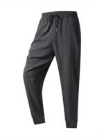Men'S Casual Joggers - Fashionable Tapered Sports Pants, Comfortable Running Trousers, Polyester Blend, Solid Color, Zip Detail, Machine Washable For Spring/Fall, Autumn, Basic, Zipper - Image 10