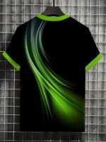 Plus Size Men'S Golf T-Shirt, Popular Retro Style Blue Lines Geometric Elements Design Print Short Sleeve Tennis Tees For Summer, Casual Trendy Tops For Males, Leisurewear For Big & Tall Guys - Image 10