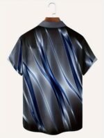 Plus Size Men'S Stripes Graphic Print Shirt For Summer, Fashion Casual Short Sleeve Shirt For Beach Vacation - Image 4