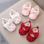 1Pr Casual Bow-Knot Mary Jane Shoes Casual Bow-Knot Mary Jane Infant Shoes, Solid Color Fabric Upper, Slip-On Design, Non-Slip Soft Sole, Breathable, Lightweight, With No Lining, For Indoor, Party, Spring/Fall Season, Fashionable Comfort For Baby Girls