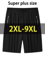 Men'S Plus Size Lightweight Summer Shorts - Stretchy, Breathable Fabric With Zipper Pockets, Casual Style, Solid Color, Sizes 2Xl-9Xl, Plus Siz - Image 2