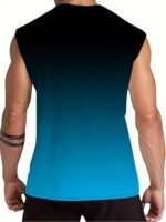 Men'S Plus Size Gradient "Faith" Print Tank Top - Breathable & Stretchy Sleeveless Shirt For Summer Fitness, Training & Casual Wear, Black To Teal Design, Summer Tank Tops, Plus Size - Image 8