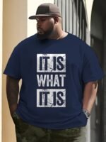 Men'S "It Is What It Is" Graphic T-Shirt - Casual Black Polyester Tee With Bold White Lettering, Comfortable Round Neck, Machine Washable, Plus Size - Image 7