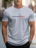 Mbdmbd Men'S Trendy Paris Flag-Inspired Print T-Shirt - Casual Crew Neck, Breathable Polyester Blend, Machine Washable - Perfect For Summer, Shoulder, T-Shirt - Image 4