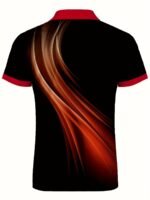 Plus Size Men'S Golf T-Shirt, Popular Retro Style Blue Lines Geometric Elements Design Print Short Sleeve Tennis Tees For Summer, Casual Trendy Tops For Males, Leisurewear For Big & Tall Guys - Image 7