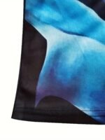 Men'S Plus Size Casual Fashion Short Sleeve Polo Shirt, Sky Blue 3D Print, Knit Fabric, Slight Stretch, Polyester 95%, Spandex 5%, Lapel Collar, Regular Fit For Spring/Summer/Fall - Image 10