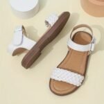 Trendy Solid Color Open Toe Sandals For Girls, Breathable Lightweight Sandals For Spring And Summer - Image 3