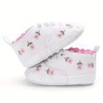 Baby Girl'S Adorable Flower Pattern Walking Shoes, Comfy Non Slip Casual Adorable Lace Up Shoes For Infant'S Outdoor Activities - Image 5