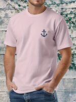 Men'S Nautical Anchor Graphic T-Shirt - Light Green Maritime Tee, Regular Fit Casual Shirt For Everyday & Nautical Themes - Breathable Everyday Essential, Nautical T Shirts, Classic Round Neck, Comfortable Fabric, Short Sleeve Top, Outdoor Enthusiasts, Weekend Wear, Minimalist Design, Soft Material, Print Tee, Outdoor Lovers - Image 9