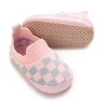 1 Pair Unisex Infant Casual Slip-On Shoes, Plaid & Solid Color, Comfortable Lightweight Non-Slip Walking Footwear For Indoor & Outdoor, Fabric Upper, Cloth Insole, Spring/Fall Collection - Image 2