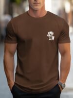 Men'S Casual Surf-Inspired T-Shirt With Palm Tree & "Surf" Print - Short Sleeve, Round Neck, All-Season Comfort, Everyday Tshirt | Surfinspired Design | Comfortable Fit - Image 3