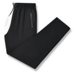 Men'S Plus Size Big & Tall Athletic Pants - Heavy-Duty Full-Length Workout Gym Pants With Zipper Closure, Breathable Stretch Fabric, Adjustable Drawstring Waist & Side Pocket - Comfortable Casual To Formal Wear (Machine Washable) - Black, Stretchy Fit, Durable Material, Reinforced Stitching, Fitness Enthusiasts, Plus Size