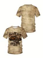 Men'S Plus Size T-Shirt With Vintage Car 3D Print, Fashionable Retro Style Tee - Image 3