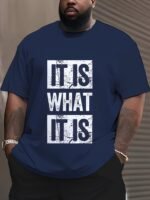 Men'S "It Is What It Is" Graphic T-Shirt - Casual Black Polyester Tee With Bold White Lettering, Comfortable Round Neck, Machine Washable, Plus Size - Image 5