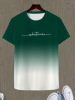 "Whatever" Print Gradient Crew Neck T-Shirt For Men, Trendy Casual Short Sleeve Top, Men'S Tee For Summer Outing - Image 6