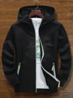 Unisex Summer Hooded Jacket With Reflective Zipper Design, Ultra-Thin Breathable Quick-Dry Windproof Sports Coat For Outdoor Night Running, Cycling, Fishing Sun Protection Top - Loose Fit Hooded Zip-Up Shirt