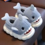 1 Pair Youngsters' Shark Plush Slippers - Soft Fleece-Lined Slip-On Indoor/Outdoor House Shoes With Cartoon Shark Design, Non-Slip Pvc Sole For Boys & Girls (Green, Grey, Blue), Shark Slippers - Image 8