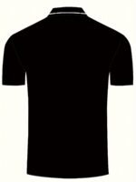 Men'S Lightweight Breathable Summer Shirt - Solid Color Black With White Logo, Short Sleeve, Button-Up Collar, Regular Fit For Golf, Tennis & Casual Wear, Golf Shirt, Golf Attire, Sleek Sporty Design, Comfortable Fabric - Image 8