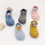 Adorable Cartoon Animal Slip-On Baby Sock Shoes - Cozy, Non-Slip Rubber Sole Walking Shoes For Newborns & Toddlers - Soft Fabric, All-Season Comfort In Blue, Yellow, Pink, & Brown, Toddler Shoes - Image 4