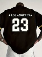 Plus Size Men'S 23 Print Stripes Short Sleeve T-Shirt, Casual Round Neck Breathable Quick Drying Clothes, Plus Size - Image 2