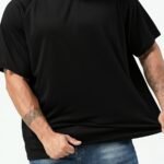 Plus Size Men'S Solid T-Shirt, Quick Dry Breathable Tees For Sports/Fitness, Oversized Short Sleeve Tops For Big & Tall Males, Men'S Clothing