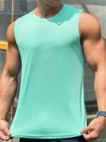 Plus Size Men'S Quick-Dry Breathable Gym Tank Top - Moisture-Wicking Sleeveless Workout Shirt For Basketball & Summer Sports, Regular Fit Round Neck Athletic Muscle Tee, Casual Sportswear | Sleeveless Shirt | Smooth Texture, Gym Clothes, Plus Size - Image 3
