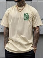 Men'S Vintage " It'S Never Luck "Print Short Sleeve Crew Neck Casual Sports T-Shirt, Polyester Versatile Top For Summer - Image 8