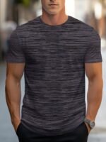Men'S Lightweight Ice Sliky Fiber Fabric Quick-Dry T-Shirt - Blue & Black Striped, Breathable & Moisture-Wicking, Loose Fit For Running, Gym, Outdoor Activities, Travel, And Casual Wear, Gym Apparel | Striped Tshirt | Quickdry Fabric - Image 4