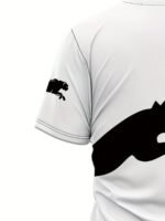 Men'S 3D Print Cat Graphic T-Shirt - Casual Short Sleeve Summer Tee With Black & White Contrast Design, Breathable Round Neck Top For Outdoor Activities, Machine Washable, Relaxed Fit Shirt, Durable Fabric, Detailed Print Quality, Streetwear Fashion, Lightweight Material, Street Style - Image 4