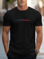 Mbdmbd Men'S Trendy Paris Flag-Inspired Print T-Shirt - Casual Crew Neck, Breathable Polyester Blend, Machine Washable - Perfect For Summer, Shoulder, T-Shirt