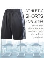 5Xl~9Xl Plus Size Men'S Elastic Waistband Side Stripe Design Drawstring Casual Shorts, Mesh Fabric Breathable Comfort, Full Stitching, Suitable For Running Basketball And Fitness With Side Pockets, Plus Size - Image 8