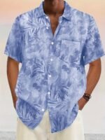 Hawaiian Floral Print Men'S Plus Size Button-Up Short Sleeve Shirt - Image 3