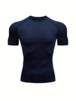 Men'S High-Elasticity Athletic Compression T-Shirt - Breathable, Quick-Dry, Short Sleeve, Red With Black Accents, Round Neck, 90% Polyester & 10% Elastane, Ideal For Gym & Outdoor Activities, Gym Clothes - Image 6