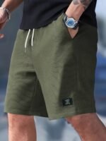 Men'S Casual Corduroy Shorts - Summer Beach Style, Light Brown, Drawstring Waist, Loose Fit, Lightweight & Breathable For Casual Attire, Beach Shorts - Image 5