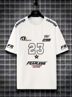 A Men'S Racing Icon #23 3D Print Short-Sleeve T-Shirt - Casual Streetwear, Breathable Sportswear, Round Neck, Summer Fashion Top, Unique Letter Print Design, Made Of 100% Polyester, Slightly Stretchy Knitted Fabric, Suitable For All Seasons Pullover. - Image 4